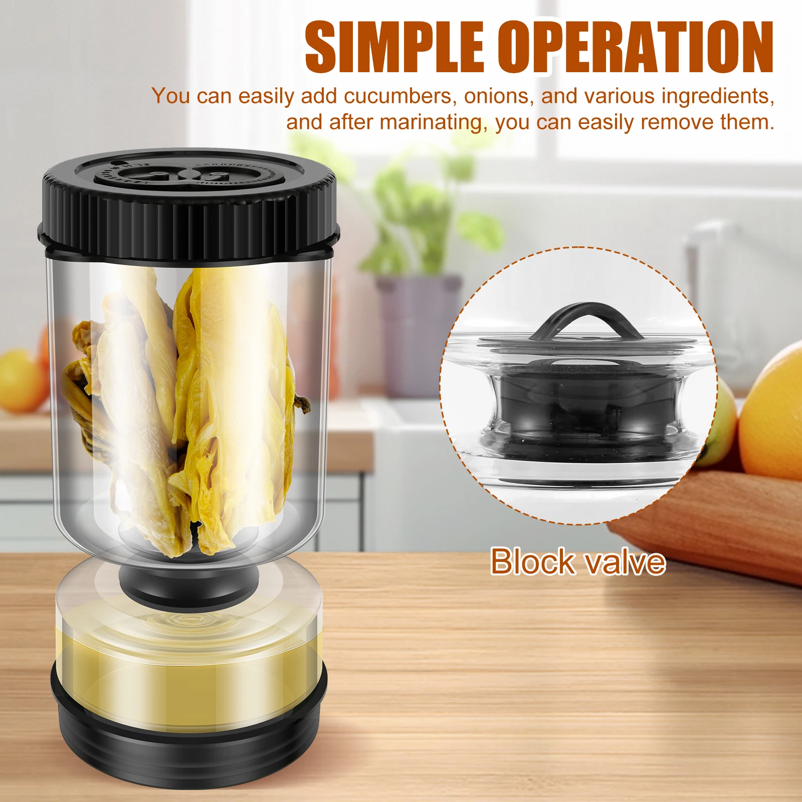 High Borosilicate Glass Pickle Jar for Cucumbers Onions Carrots Airtight Pickle Hourglass Jar Reusable Pickle Juice Separator 6