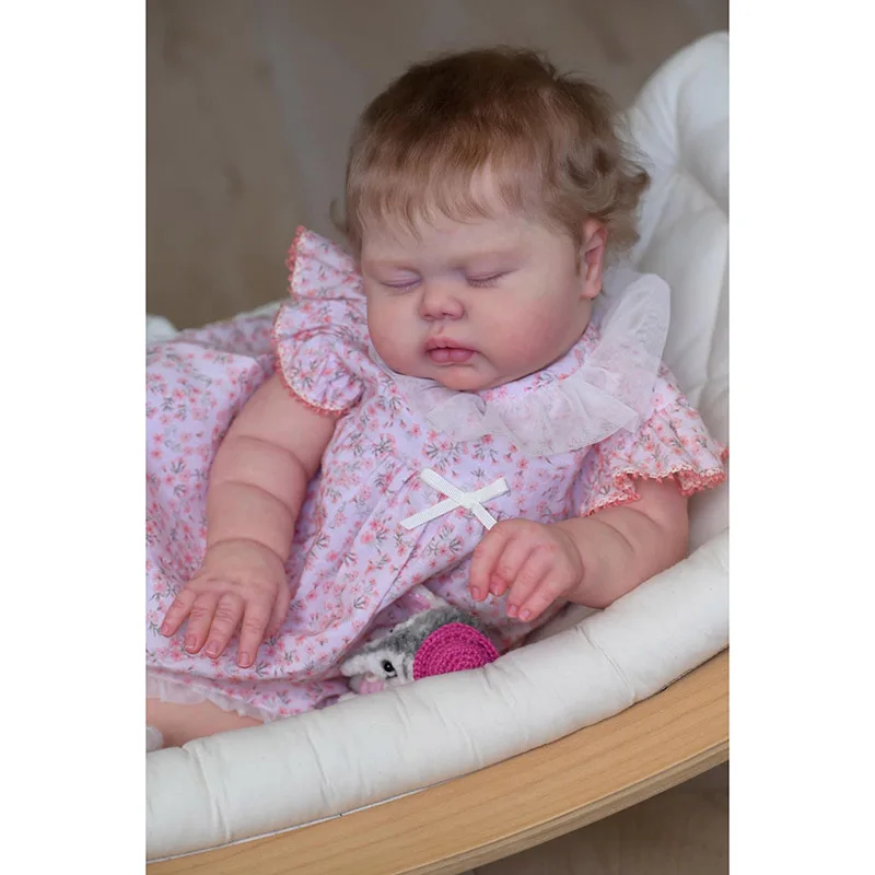 24inch Reborn Toddler Baby Doll Sleeping Pickle Soft Lifelike Adorable Reborn Dolls with Blonde Hair 3D Skin with Visible Veins