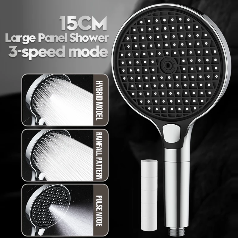 หัวฝักบัวแบบใช้มือถือ 3 โหมด Booster ปรับหัวฝักบัวแรงดันสูงพร้อมตัวกรองแบบพกพาอุปกรณ์ห้องน้ํา 1