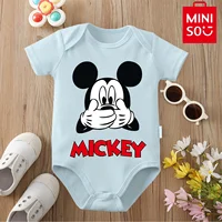 MINISO&Disney Jointly Signed 100% Cotton Baby Clothe Baby Onesie Bodysuit Mickey Mouse Cute Print for 0 To 12 Months Newborn