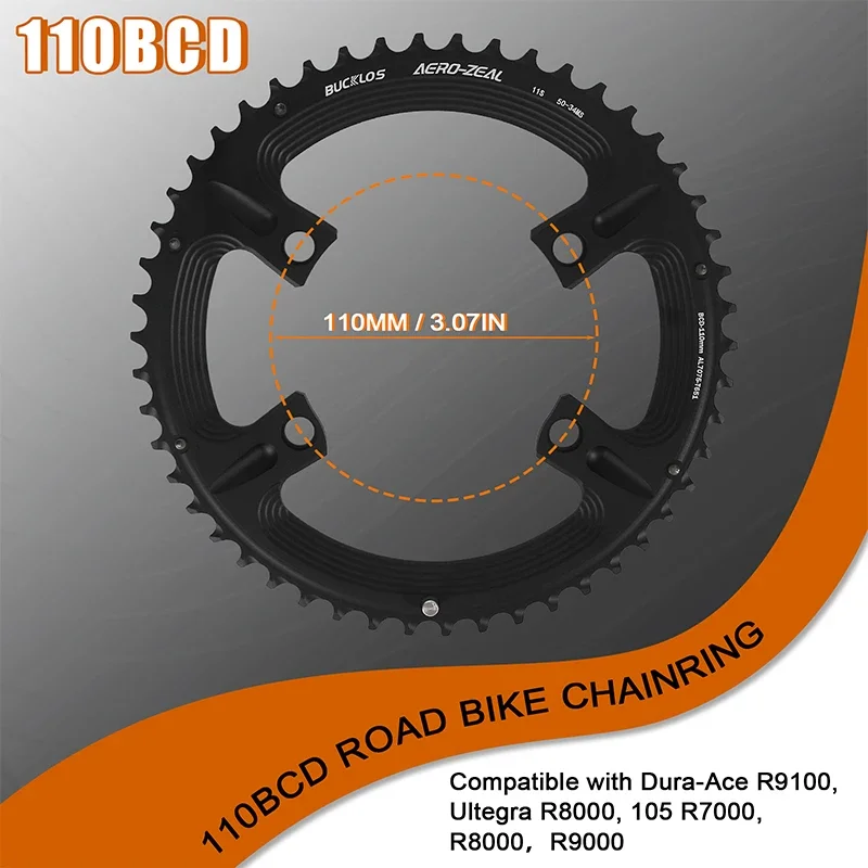 Ultralight Double Chainring for Road Bike 110BCD 50-34T 52-36T 53-39T Bicycle Cr