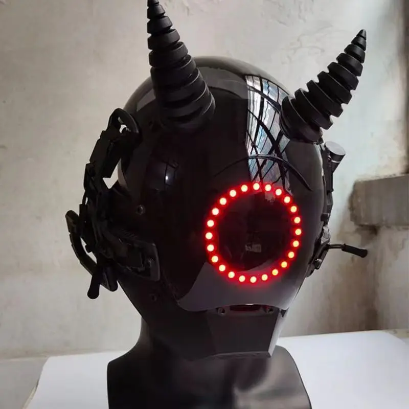 

Cyberpunk Mask Led Demon Mask Sci-fi Helmet Role-playing Webcast Props Suitable For Stage Performances And Music Festivals