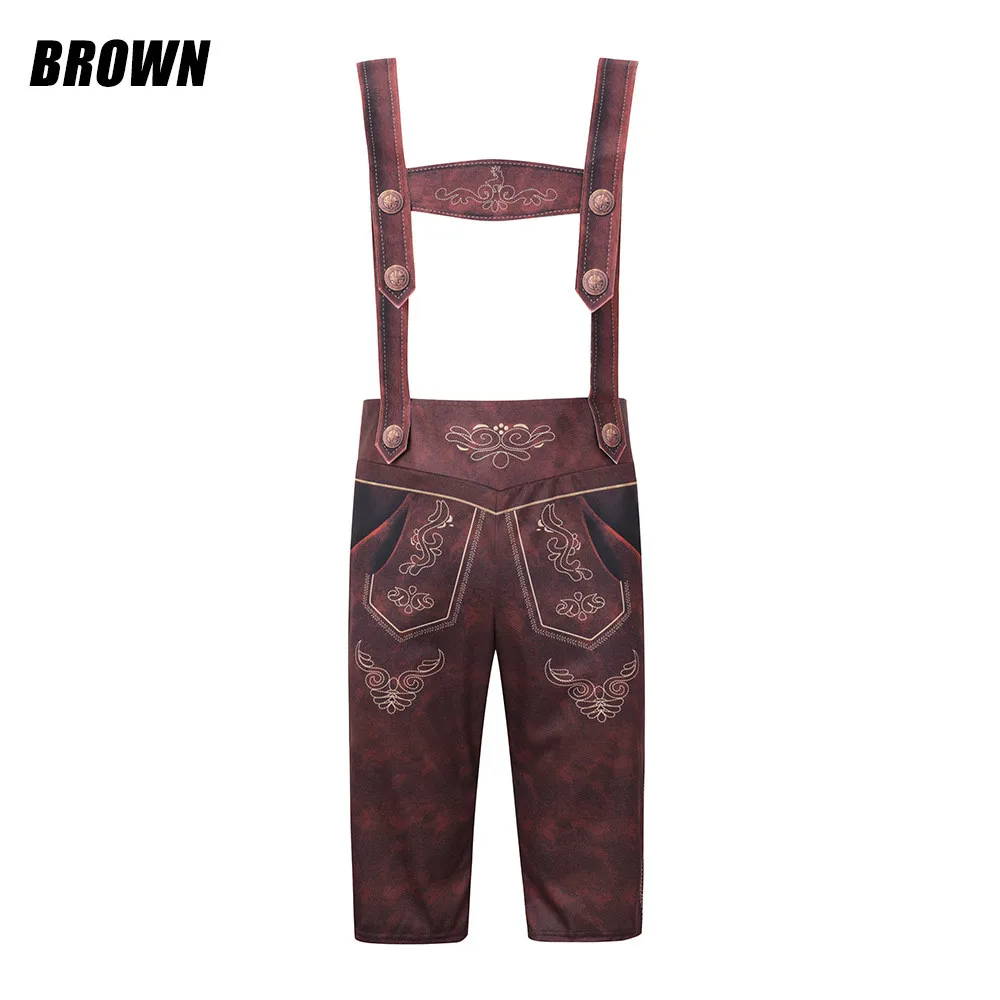 Male Bavarian Lederhosen Oktoberfest Costume German Beer Festivals Suspenders Men Cosplay Halloween Carnival
