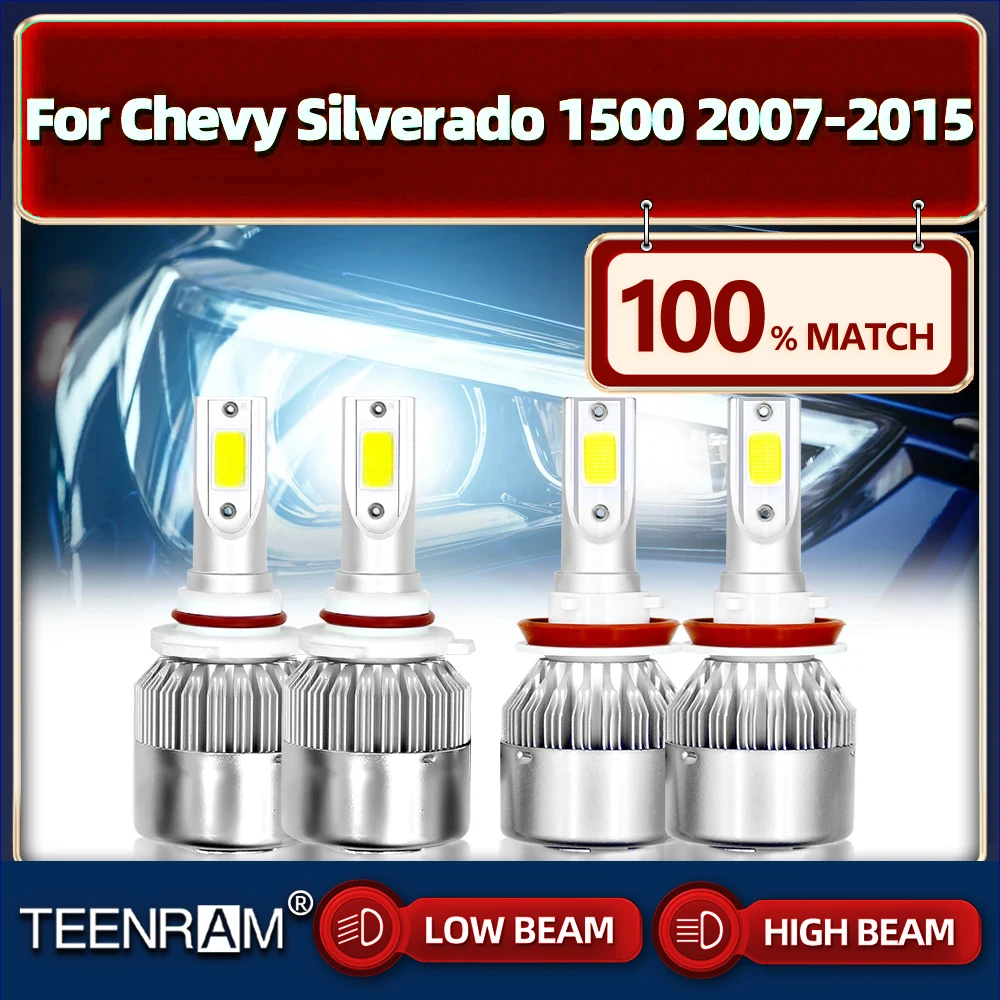 

Led Headlight Bulbs H11 9005 HB3 Car Lights 40000LM Turbo Lamp 12V 6000K For Chevy Silverado 1500 2007-2011 2012 2013 2014 2015