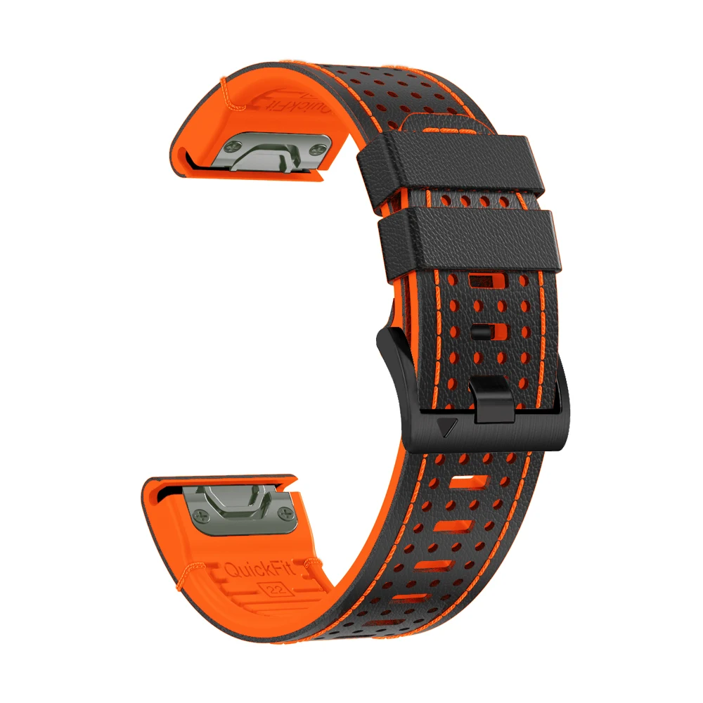 Premium Silicone and Leather Strap - 22mm/26mm Band