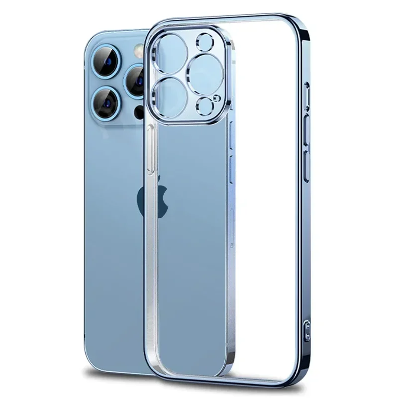 

Прозрачный силиконовый чехол с квадратной рамкой для iPhone 11 12 13 14 Pro Max Mini XR X XS 7 8 Plus