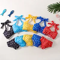 Baby Girls Swimsuits Fashion Summer Toddler Bikini Sets Infant Swimwear Polka Dots Print Bowknot Girls Bathing Suit Beachwear 1