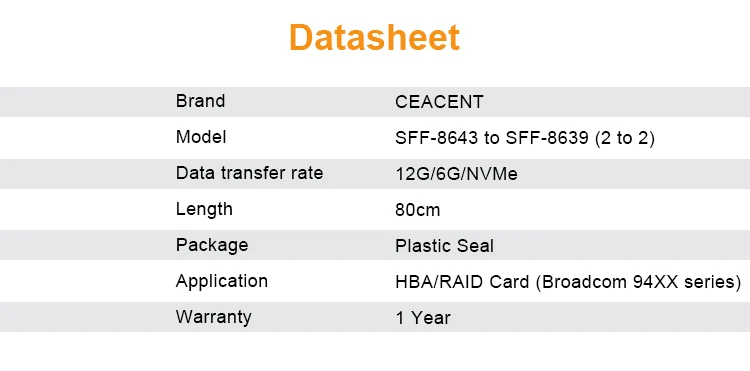cabo sas nvme para cabo de comprimento para controle nvme somente
