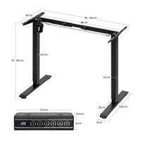 WOLTU Height Adjustable Stand Up Desk Bracket Electric Lifting Desk Frame with USB Charging Port Memory Control for Home Office