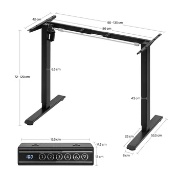 WOLTU Staffa da scrivania stand up regolabile in altezza Telaio da scrivania con sollevamento elettrico con porta di ricarica USB Controllo della memoria per l'home office 1