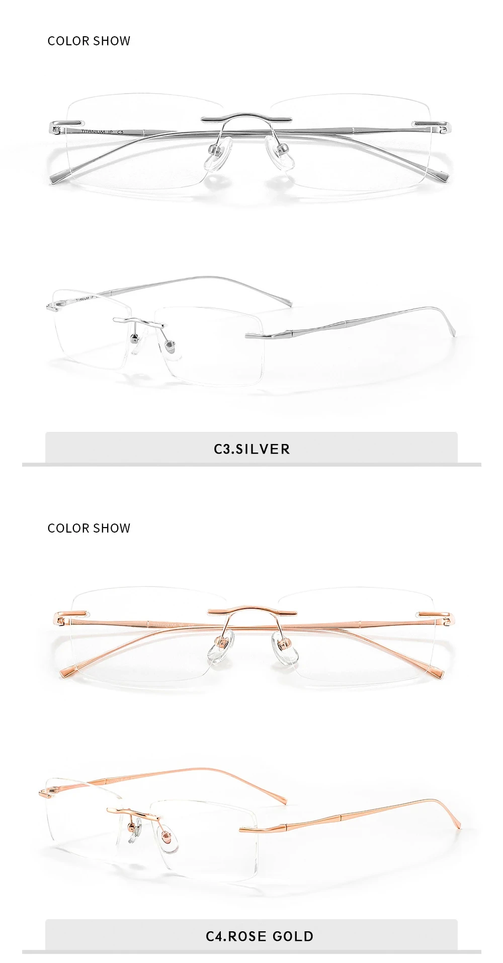 Titanium Reading Glasses - Ultra-Light Rimless Eyeglass Frames with Anti-Reflective Lenses