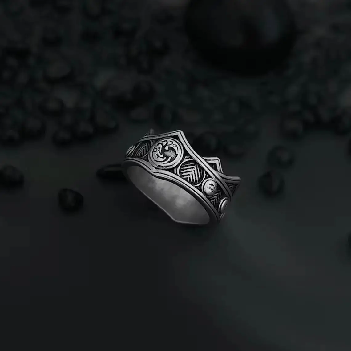 Dragon Shape Family Ring Vintage Gothic Medieval Dragons Finger Ring Jewelry Cosplay Party Props Jewelry Presents 3