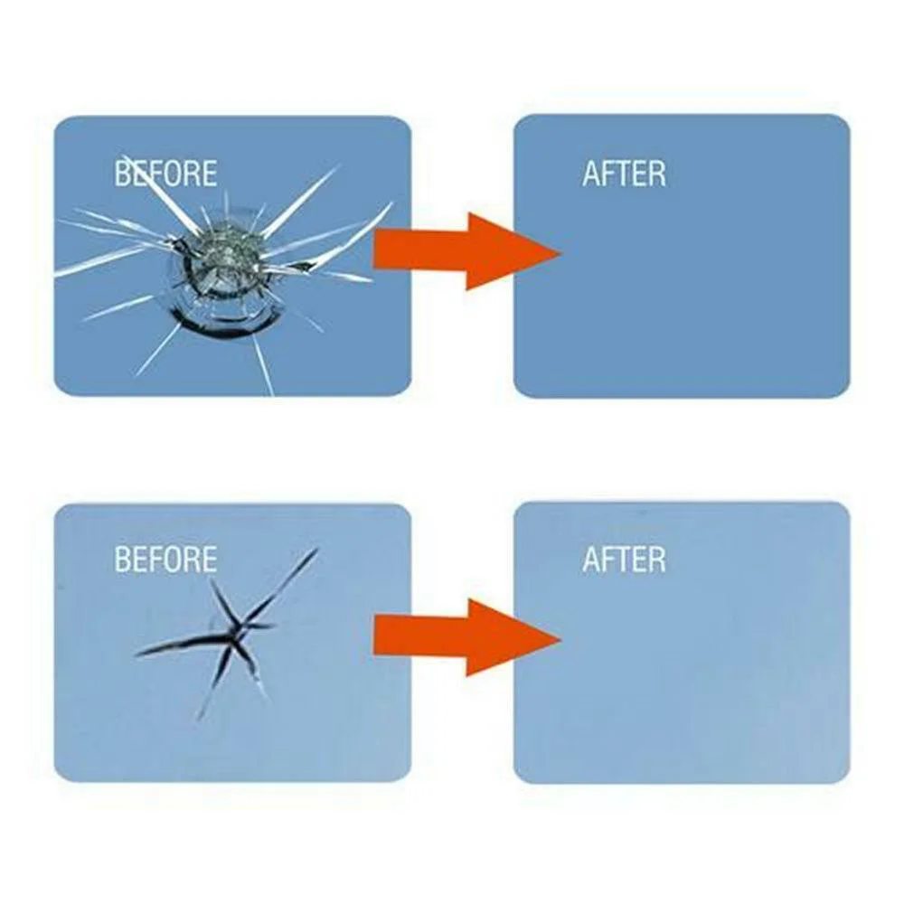 Car glass repair kit 5pcs car broken glass repair kit windshield set DIY casement tool glass scratches repair 1*Repair fluid+3*Cured films+1*Repair B