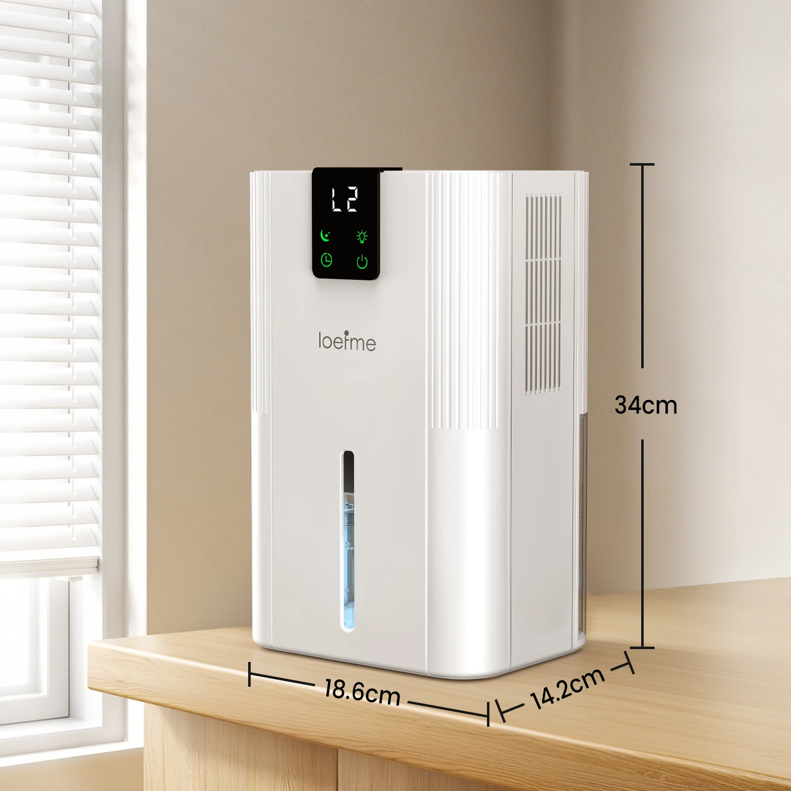 LOEFME 750ML/24H déshumidificateur d'air Portable 2800ML déshumidificateur économie d'énergie maison avec 7 lumière tactile affichage fonction de dégivrage 6