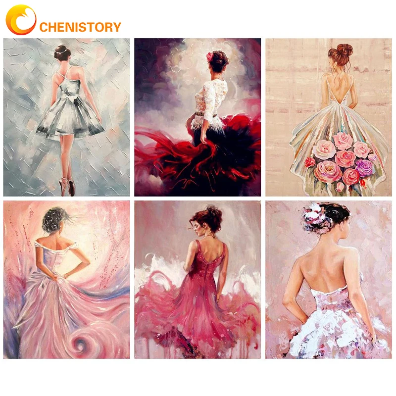

CHENISTORY Figure Oil Painting By Numbers Kit For Adults DIY Frame Acrylic Art Supplies Pictures By Numbers Girl Drawing On Canv