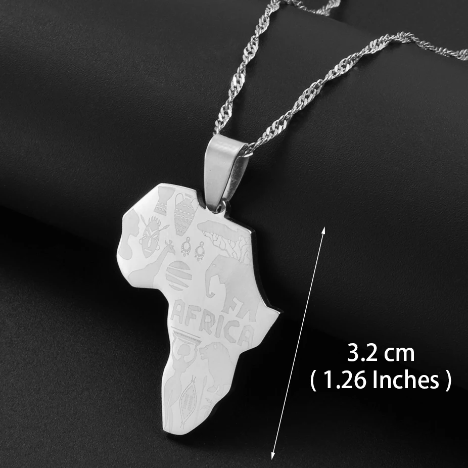 Vintage Africa Diamond Maps Collane Con Ciondolo - Hip Hop Rock Personalità Collana Da Uomo Catena Cubana Strutturata Ciondolo Mappa Africana Gioielli Stile Punk Creativo Regalo Per Uomini E Donne,C