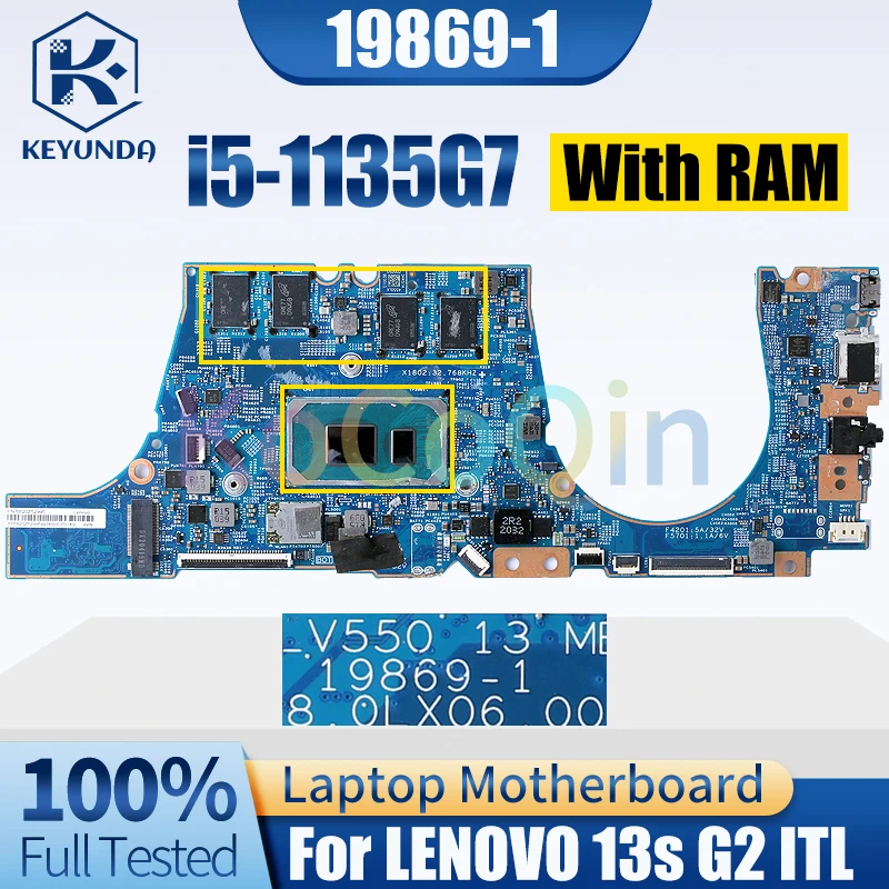 

For LENOVO 13s G2 ITL Notebook Mainboard 19869-1 SRK05 i5-1135G7 With RAM Laptop Motherboard Test