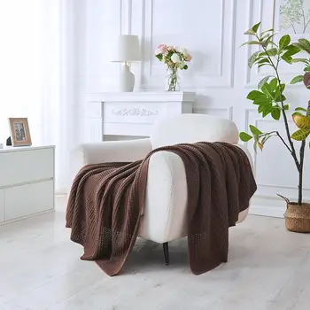 Soft Chunky Cable Knit Throw Blanket Reversible Fisherman Rib Stitch Cozy Couch Blanket Indoor Outdoor Skin Friendly Durable 3