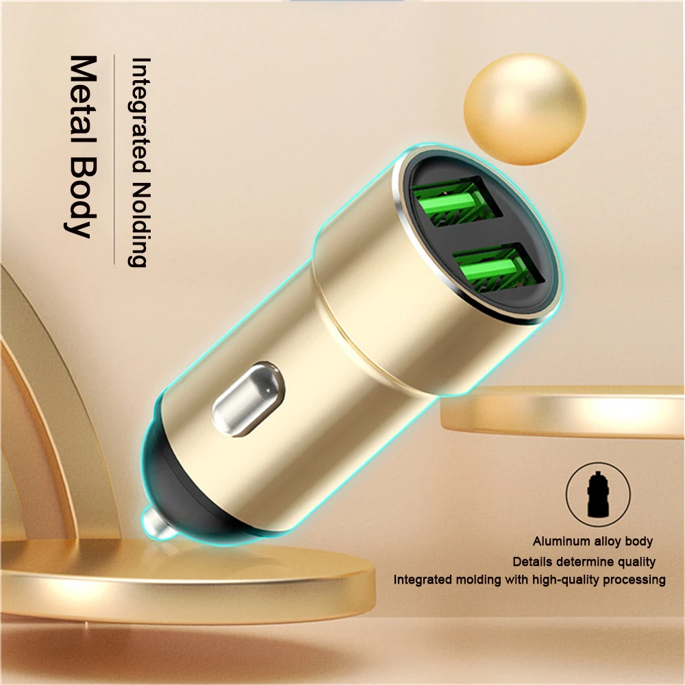 Metal Dual Port Fast Car Charger for Universal Vehicles