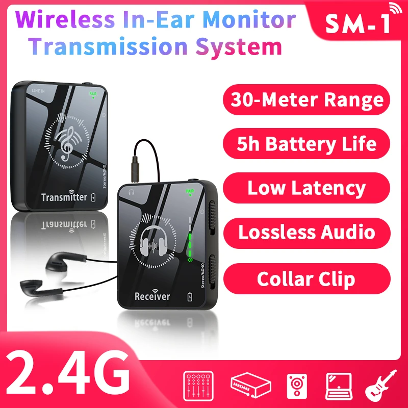 Jamjum Wireless In-ear Monitor System 2.4g Rechargeable Set_voghion.com