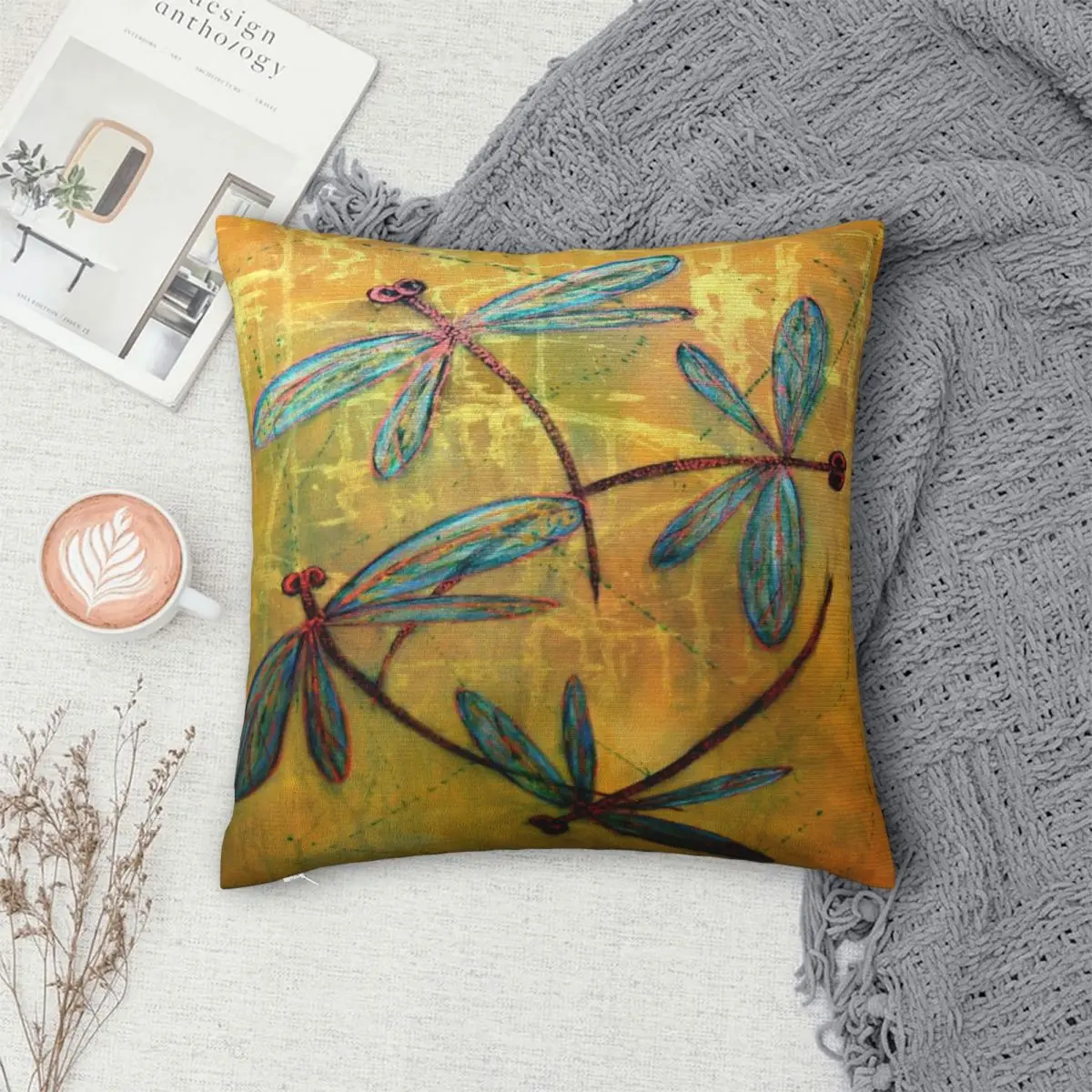 

Dragonfly Haze Pillowcase Polyester Pillows Cover Cushion Comfort Throw Pillow Sofa Decorative Cushions Used for Home Bedroom