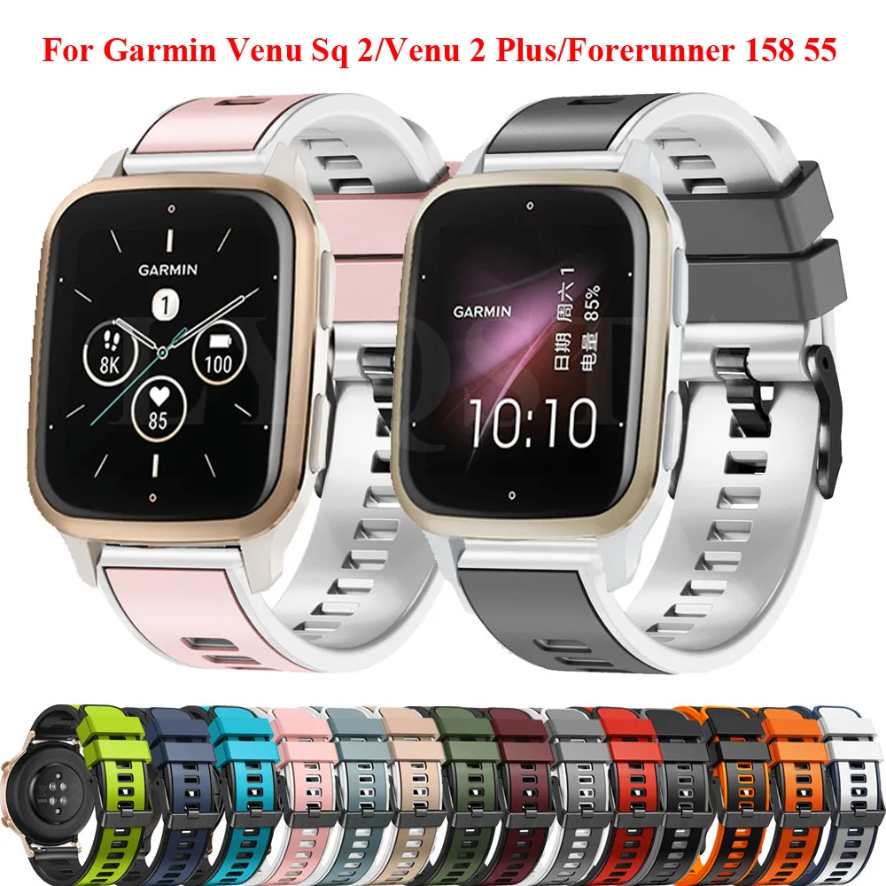 

20mm Watch strap for Garmin Forerunner 158 55 /Vivoactive 3 Soft Silicone Smart Watchband for GarminMove Sport SpoVenu Sq 2/Plus