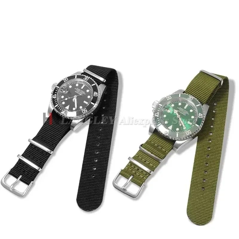 Nylon Army Sports Black Watch Strap - Fabric Band with Buckle
