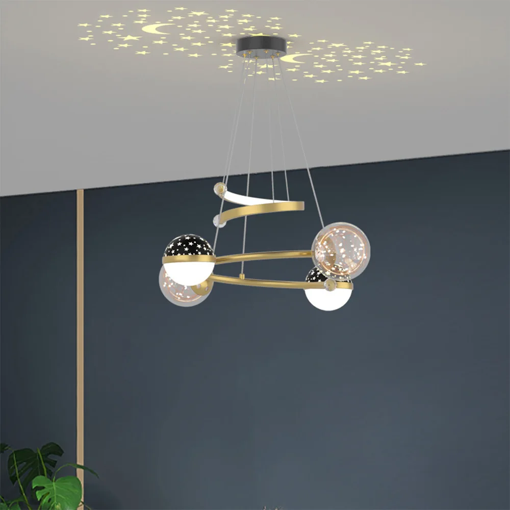 

4 Head Chandelier New Light Luxury Star Ceiling Lamp Simple Modern Bedroom Net Red Master Bedroom Nordic Lamp Stepless Dimming