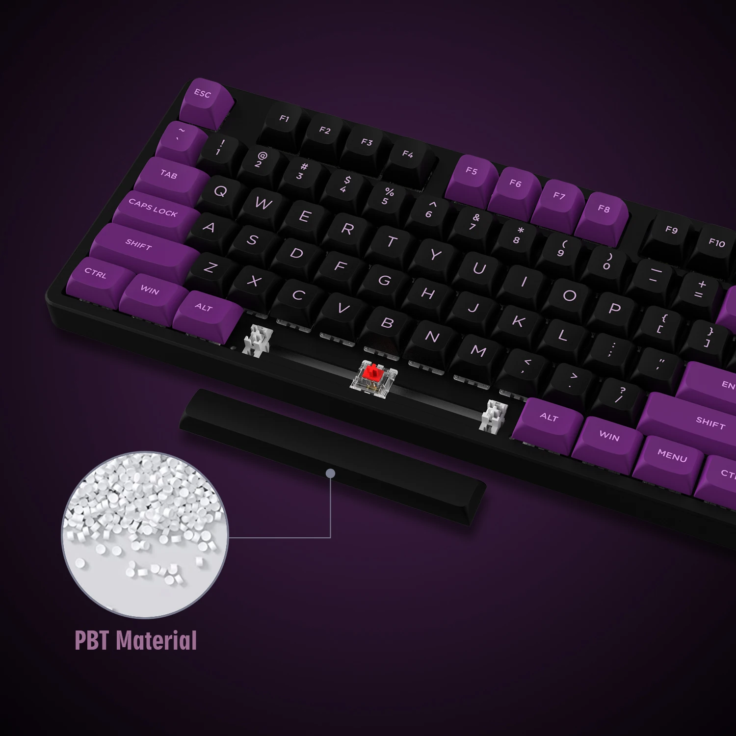 Double-shot Pbt Keycap Preto Roxo Xvx Profile Kit Mulheres Gk61 Anne Pro 75 Teclado Gamer 100 Mecânico Chave 189 - Imagem 6