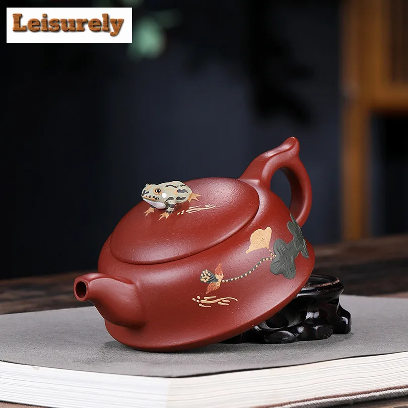 250ml Antique Yixing Purple Clay Teapots Handmade Frog Pot Raw Ore Dahongpao Mud Tea Soaking Kettle With Strainer Zisha Tea Set