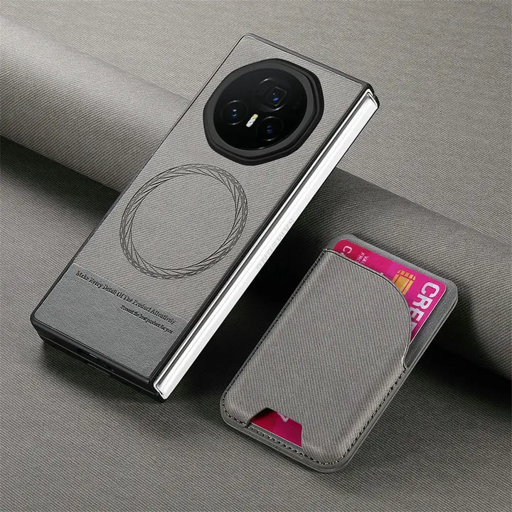 Luxury Magnetic Leather Wallet Case with Detachable Card Holder