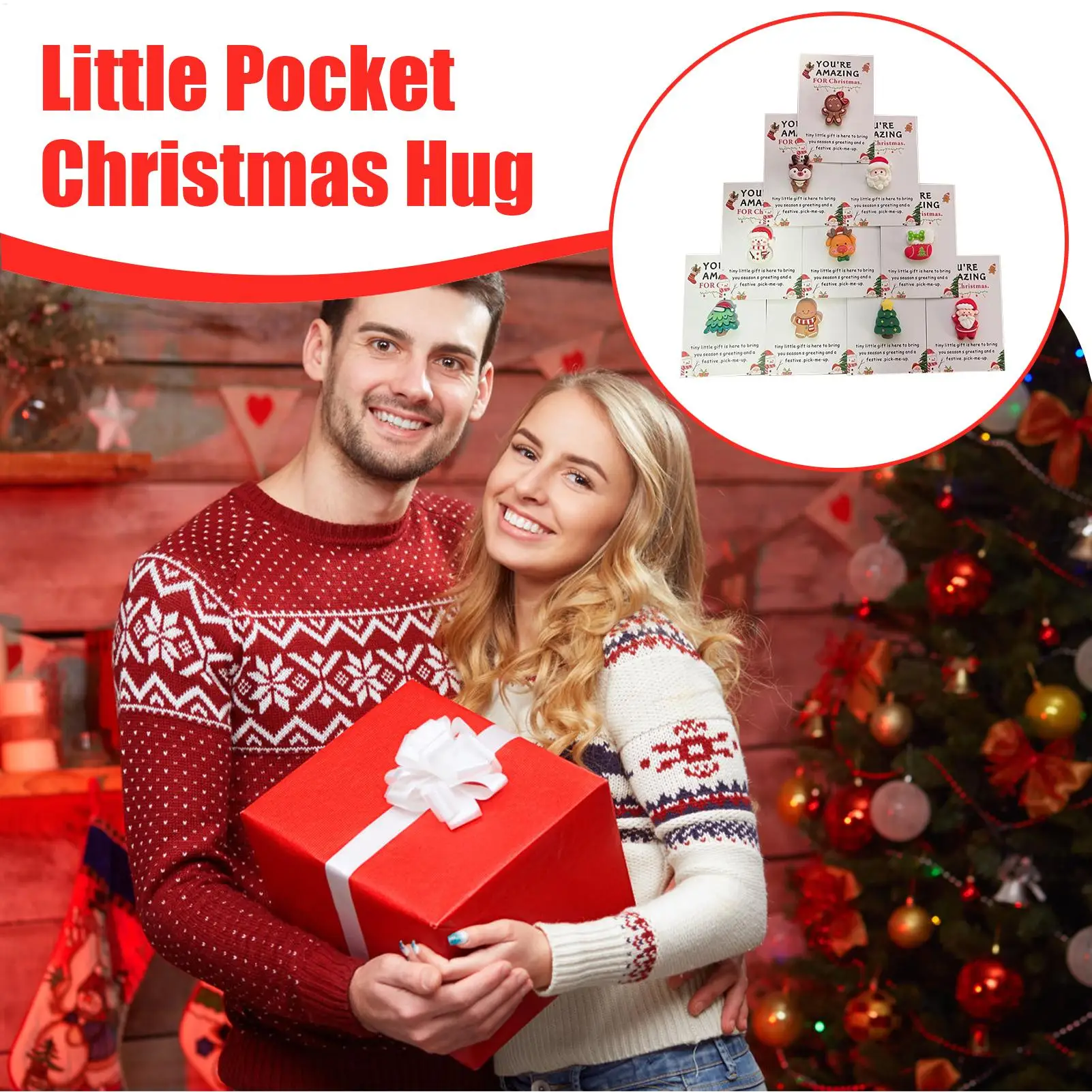 Pocket Christmas Hug Small Holiday Atmosphere Decorations Mini Santa Hugs With Heartwarming Cards for Men Women Boys Girls Youth