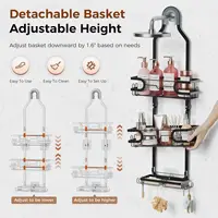 Bathroom Hanging Shower Caddy Over Shower Head,Shower Organizer Hanging with Soap Holder,Shower Storage Rack Basket with Hooks 2