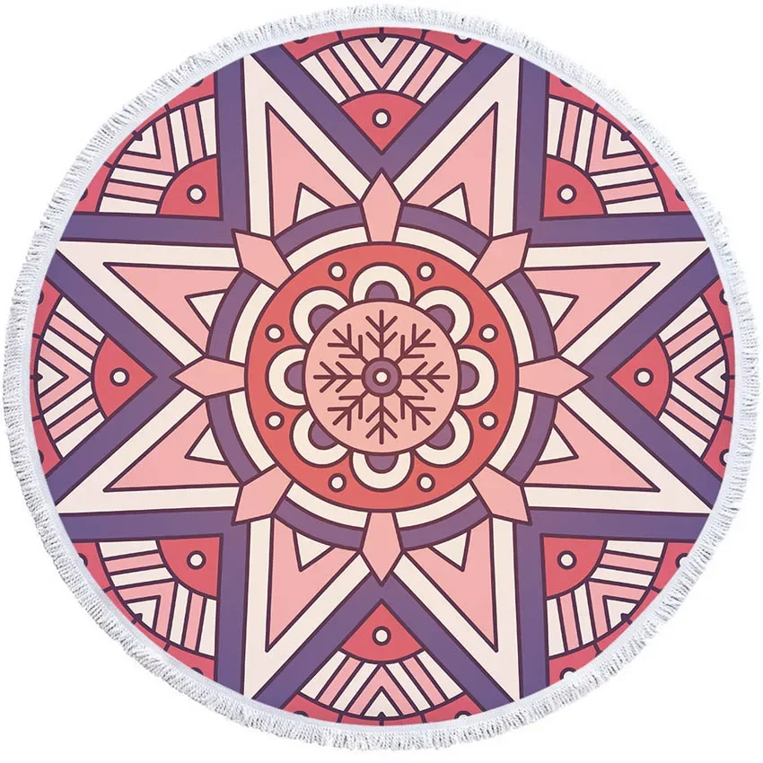 Mandala Geometric Round Beach Towel Tassels Bohemia Microfiber Bath Shower Towel For Kids Adults Picnic Yoga Mat Bikini Cover Up 6
