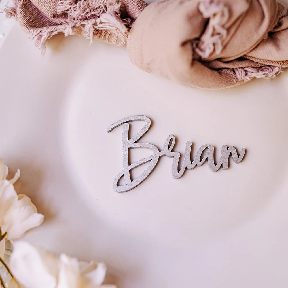 Wood Name Tags 20Pcs Custom Wedding Name Place Card Party Setting Laser Cut Plate Table Decor