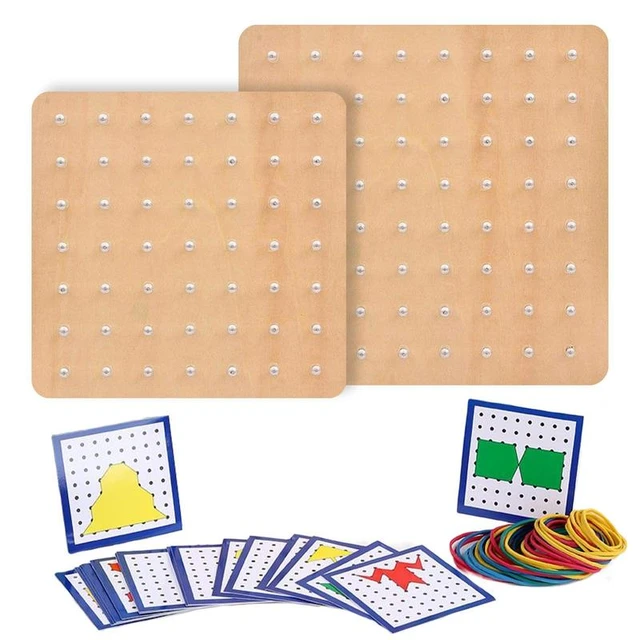 Geo Boards Puzzle Board For Kids Wooden Geoboards With Rubber