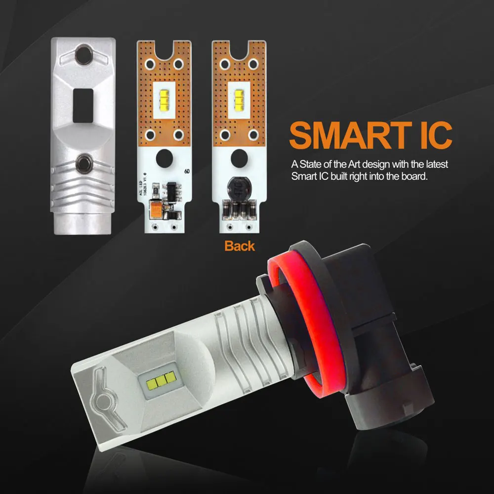 VANSSI 6000K 화이트 H11 H8 H16 LED 안개등 전구 고출력 8W 초고휘도 CSP 칩셋 DC12-24V 자동차 안개등
