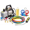 Premium 4CFM Air Vacuum Pump HVAC A/C Refrigeration Kit AC Manifold Gauge Case Set R134a Tap w/Leak Detector and C 2