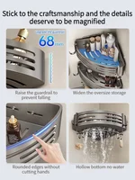 ชั้นวางของในห้องน้ำอะลูมิเนียมแบบไม่ต้องเจาะ ชั้นวางแชมพู ชั้นวางเครื่องสำอาง ที่เก็บของในครัว อุปกรณ์จัดระเบียบติดผนัง อุปกรณ์ในห้องน้ำ 4