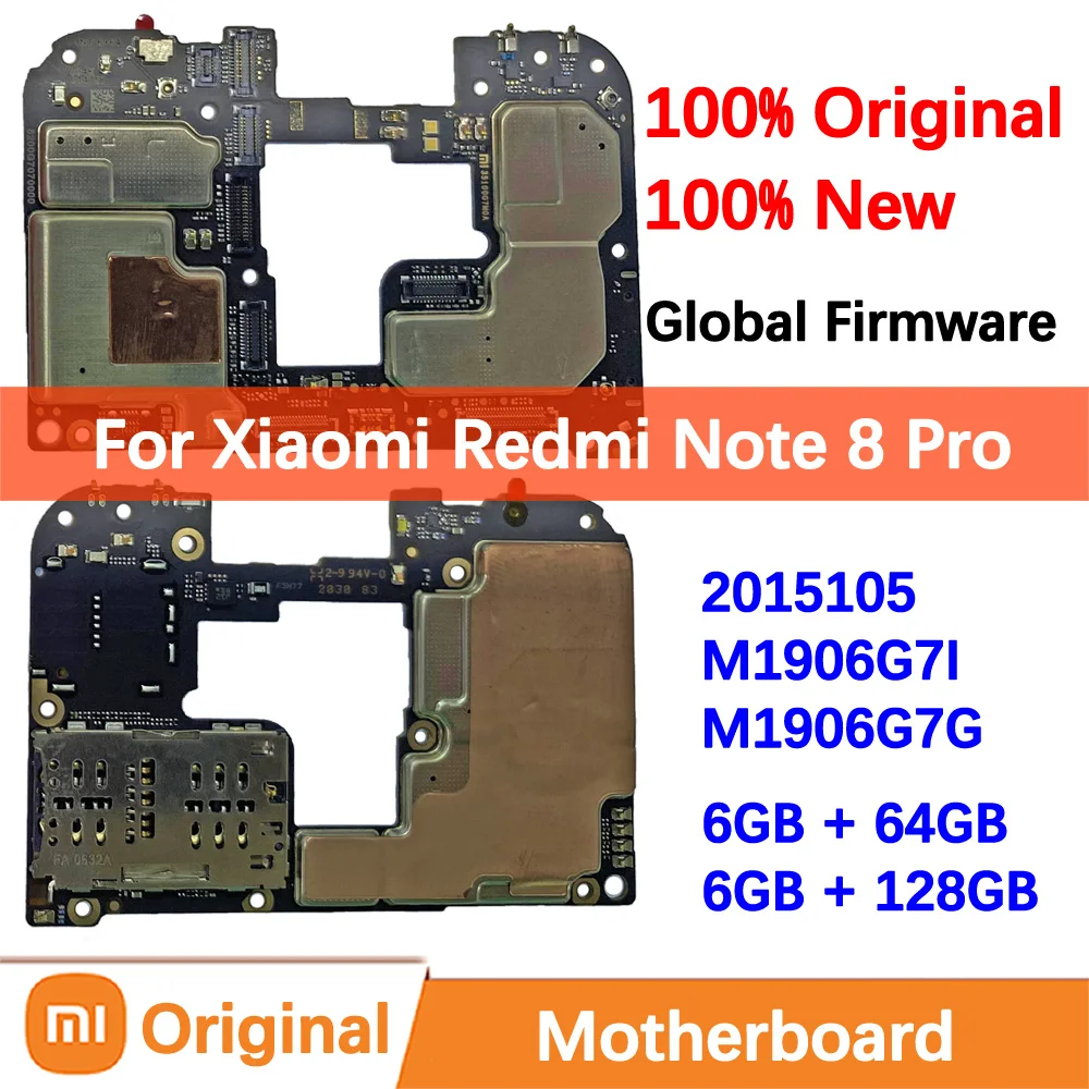 

100% Brand New Original Motherboard for Xiaomi Redmi Note 8 Pro Mainboard Logic Circuit Board Plate Global Unlocked Mother board