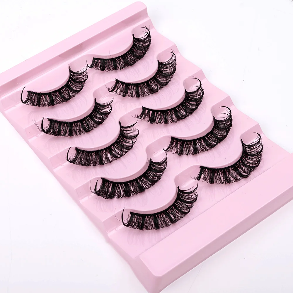 NEW 5Pairs Natural 3D Dramatic Fairy Clusters Manga Lashes Fake Eyelashes Wet Look Cosplay Lashes