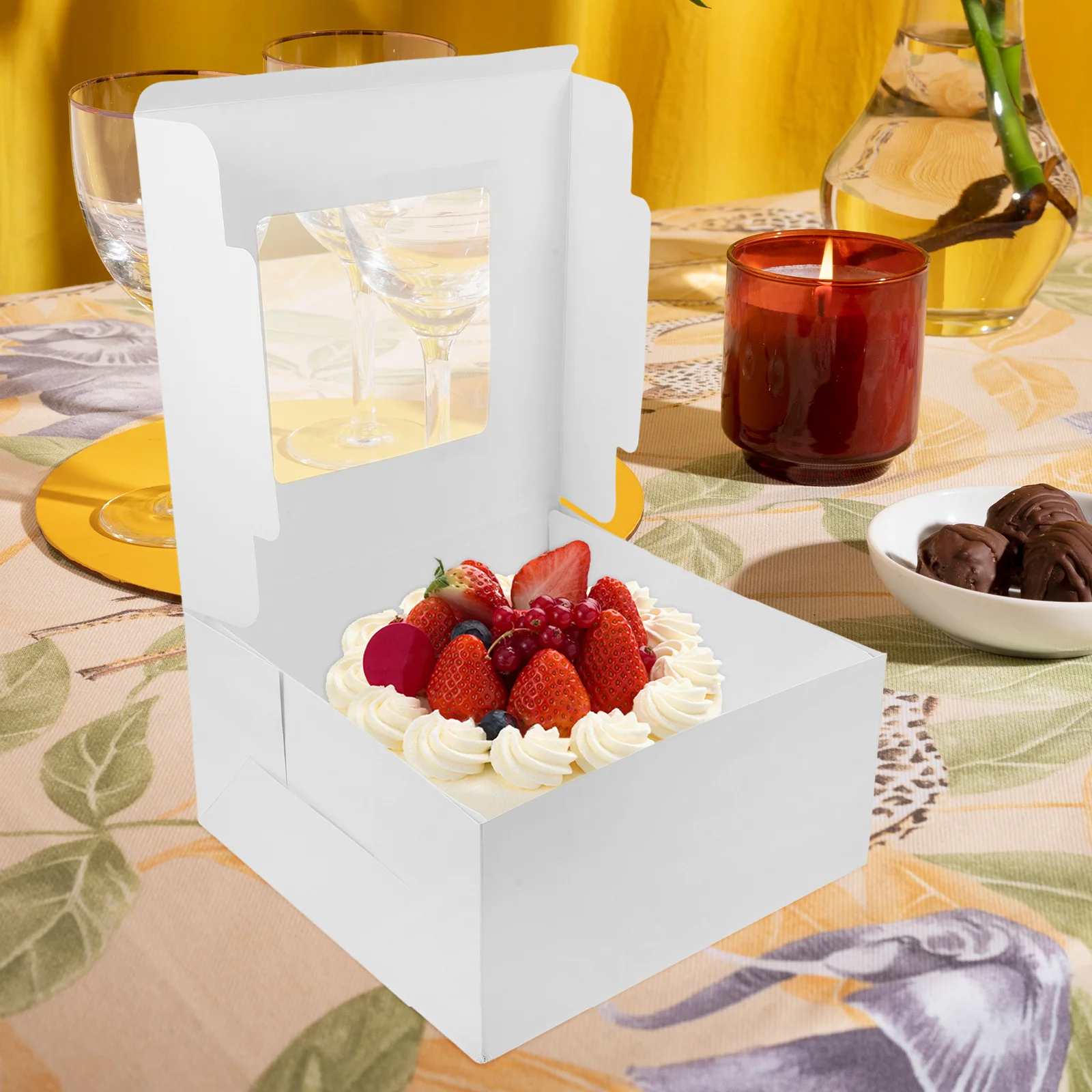 10 Kuchenboxen Mit Fenster & Griff – 20x20x20 Cm, Aus Karton, Für Hohe Kuchen & Torten