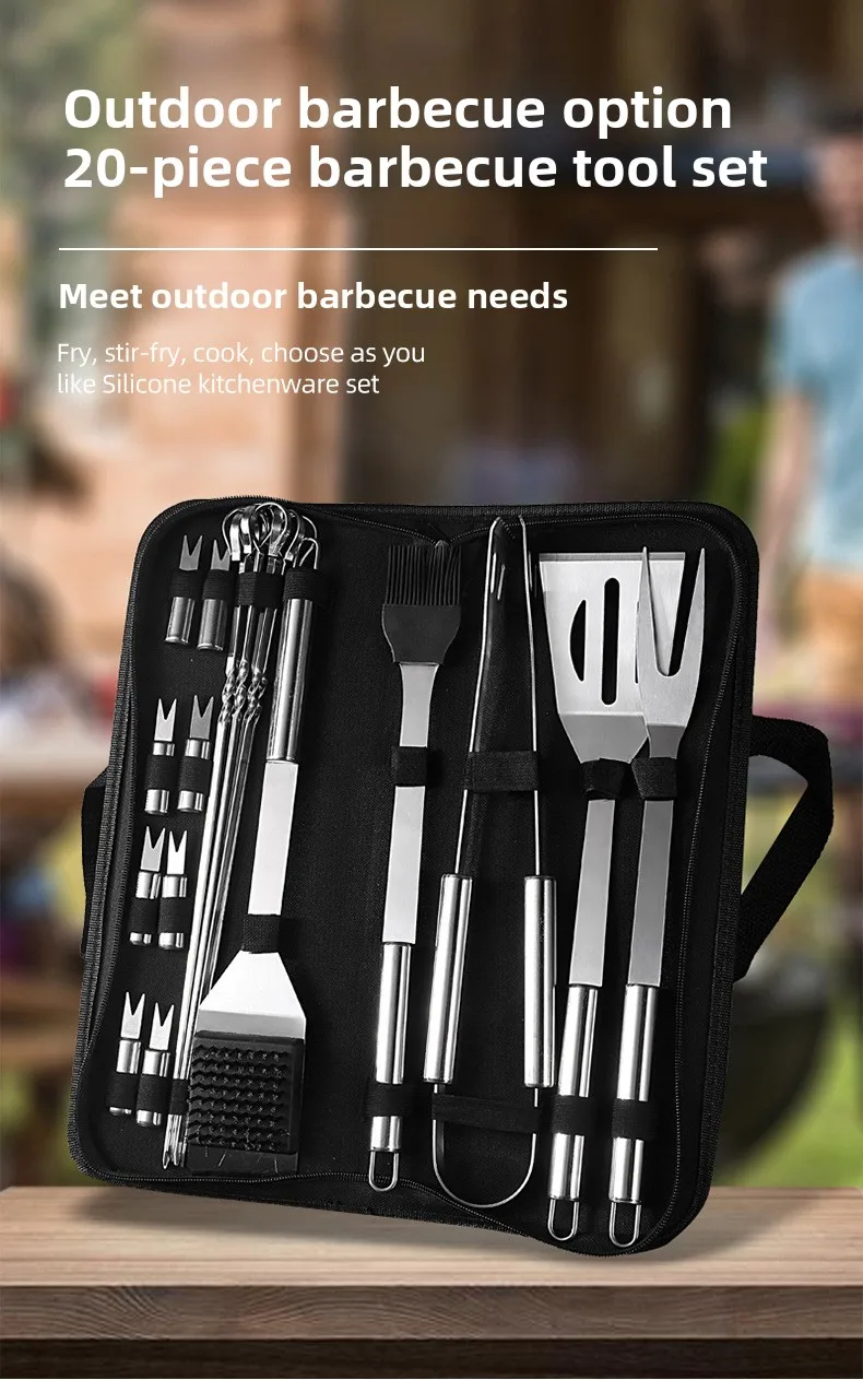 Description Picture 2 of itemStainless Steel BBQ Grill Tool Set Outdoor Cooking Kit with Durable Utensils for Perfect Grilling Experience