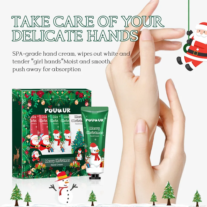 5pc Christmas Hand Cream Set-Festive Gift Box with Intense Moisture & Smoothing, Dry Skin Repair & Holiday Present