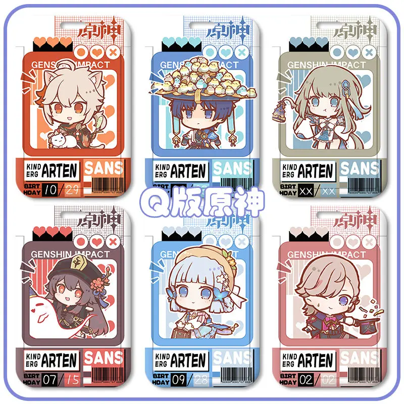 Genshin Impact Lyney Lynette Student Card Cover Set Card Access Card Bank Id Holder Maniche Protettive Per Carte Di Credito Retrattili