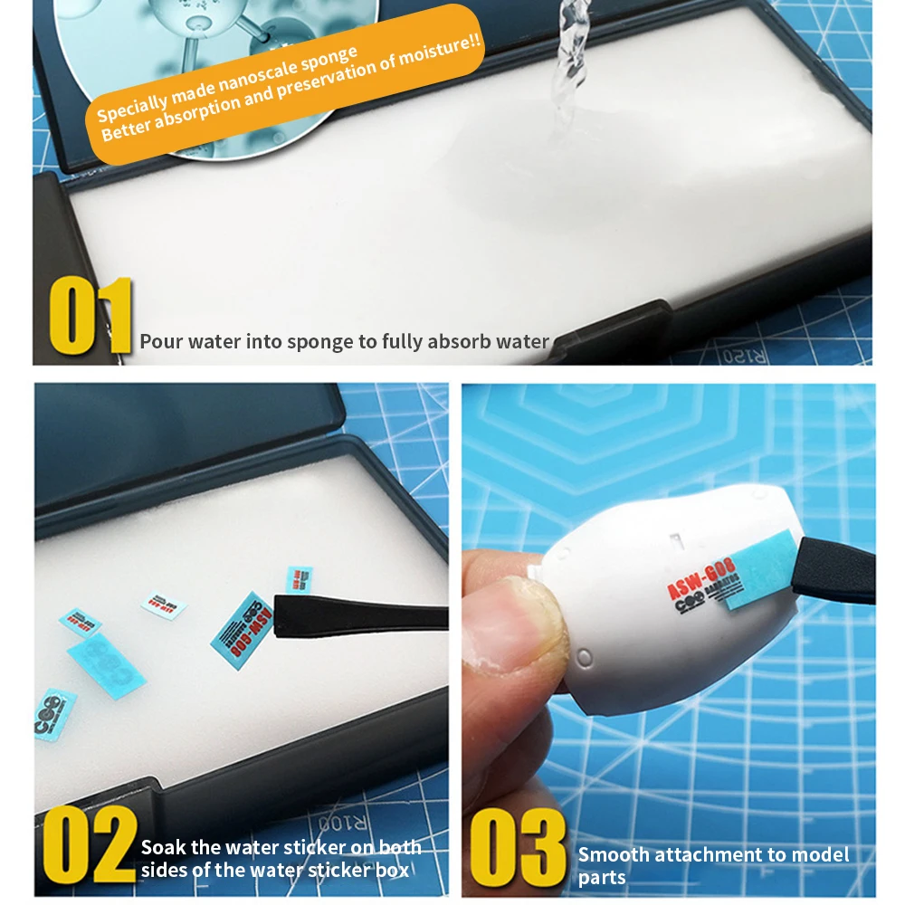 물 데칼 스티커 데칼 작동 상자, 트위저 모델 공예 취미 DIY 모델링 도구 데칼 스티커, 보습 상자