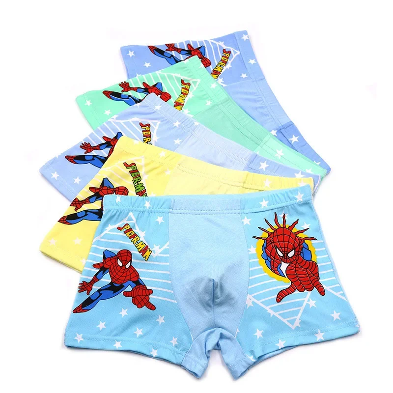 

5 Pairs Marvel Disney Spiderman Boy Briefs Cartoon Print Modal Soft Breathable Children's Briefs Cute Boxing Shorts Baby Briefs