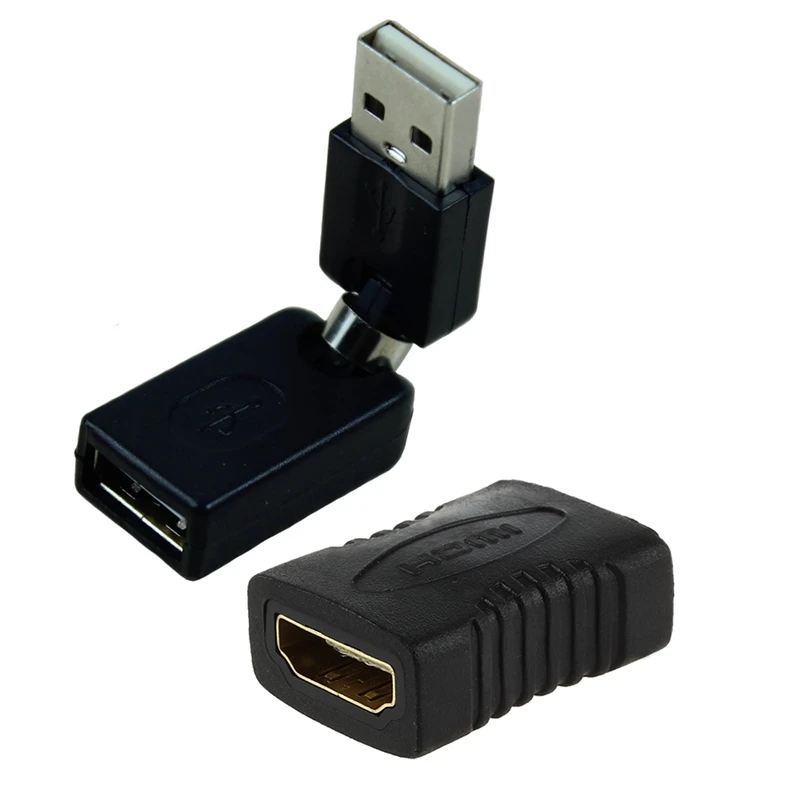 

F/F Female Gender Changer Adapter Coupler For Hdtv & USB 2.0 Male To USB Female 360 Degree Rotation Angle Adapter