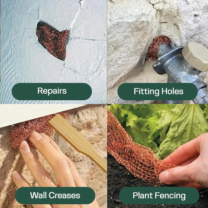 SUNFLO Copper Mesh Rodent Control Kit, 5 Inch X 35Ft Rustproof Copper Wool Blend, DIY Hole Filler, Complete Tool For Mice