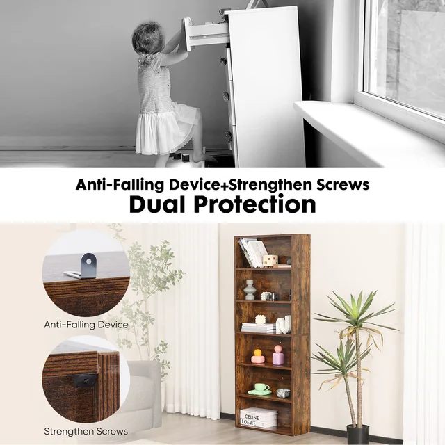 9938-767fcf.jpg JHK 6 Tier Wooden Shelf Bookcase 63 Inch Tall Floor Standing Open Bookshelf for Living Room and Home Office Personalized Storage